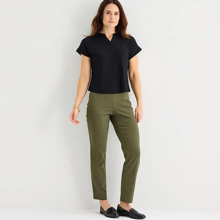 Liz Claiborne Womens V Neck Short Sleeve Blouse