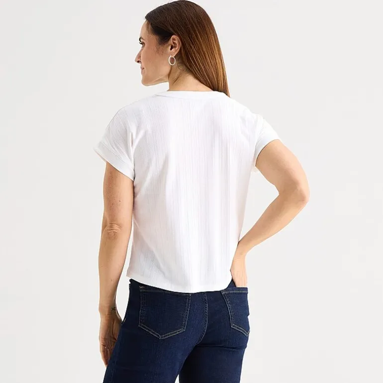 Liz Claiborne Womens V Neck Short Sleeve Blouse