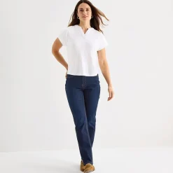 Liz Claiborne Womens V Neck Short Sleeve Blouse