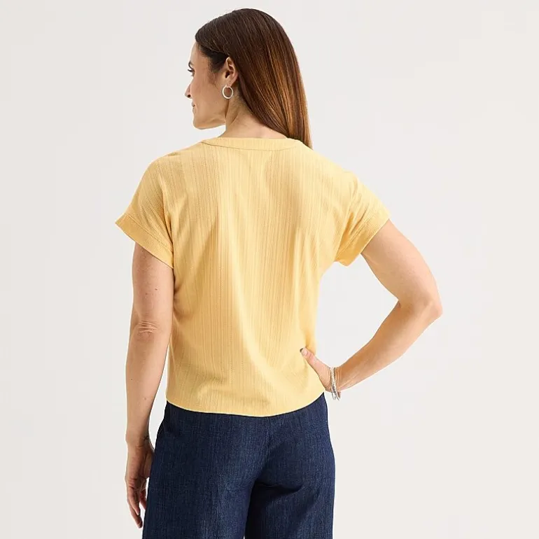 Liz Claiborne Womens V Neck Short Sleeve Blouse