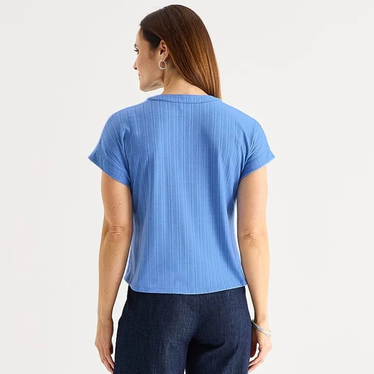Liz Claiborne Womens V Neck Short Sleeve Blouse