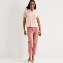 Liz Claiborne Womens V Neck Short Sleeve Blouse