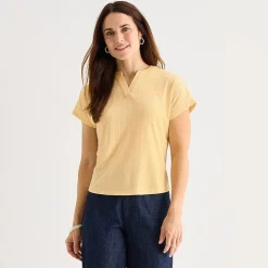 Liz Claiborne Womens V Neck Short Sleeve Blouse