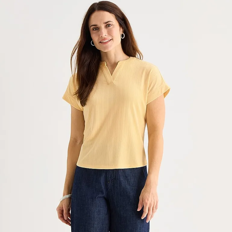 Liz Claiborne Womens V Neck Short Sleeve Blouse