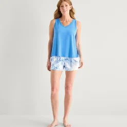 Liz Claiborne Womens V-Neck Sleeveless 2-pc. Tank Top Pajama Set