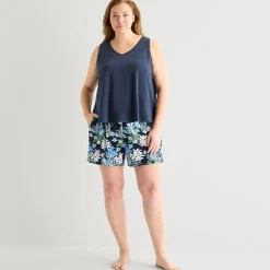 Liz Claiborne Womens V-Neck Sleeveless 2-pc. Plus Tank Top Pajama Set
