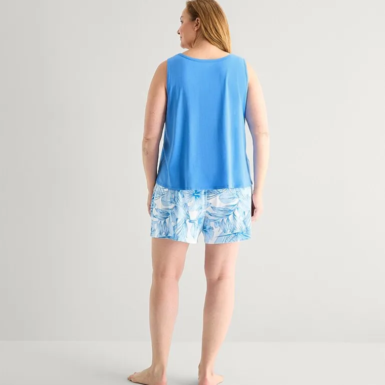 Liz Claiborne Womens V-Neck Sleeveless 2-pc. Plus Tank Top Pajama Set