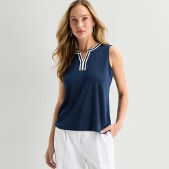 Liz Claiborne Womens V Neck Sleeveless Blouse