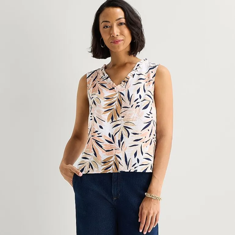 Liz Claiborne Womens V Neck Sleeveless Blouse