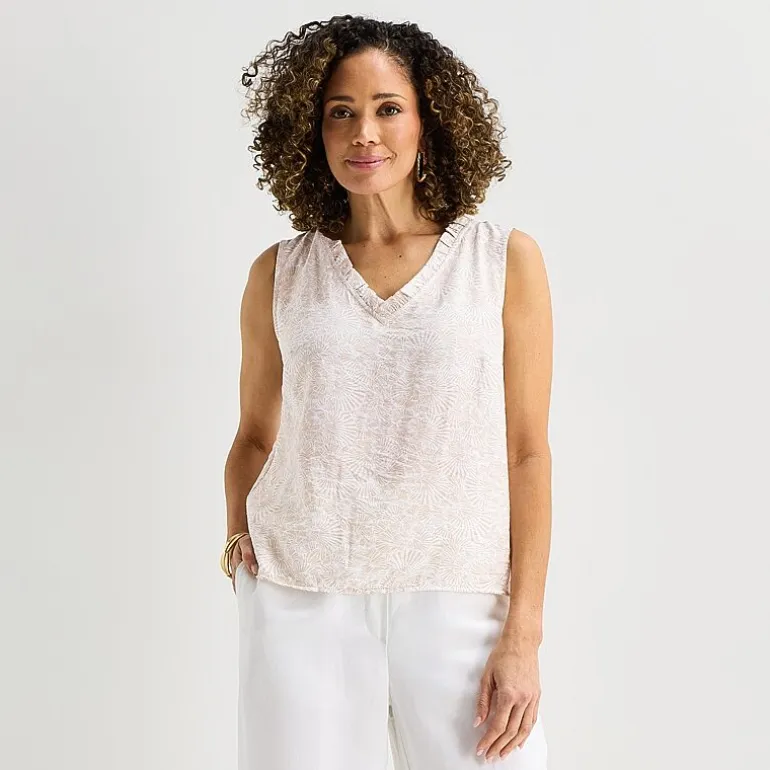 Liz Claiborne Womens V Neck Sleeveless Blouse