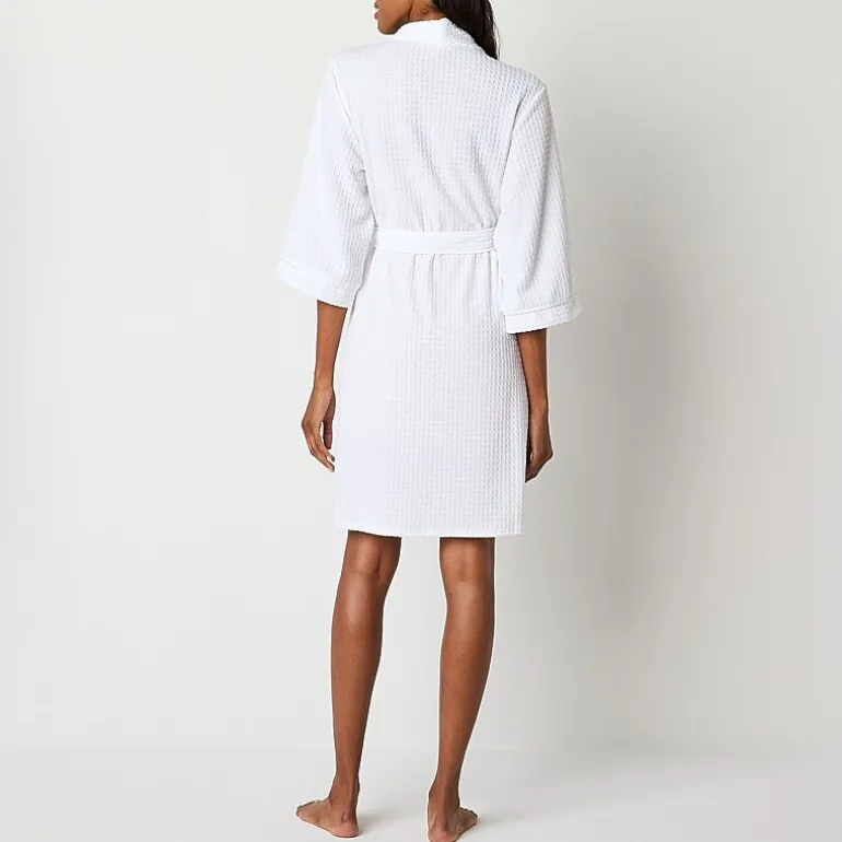Liz Claiborne Womens Waffle 3/4 Sleeve Knee Length Robe