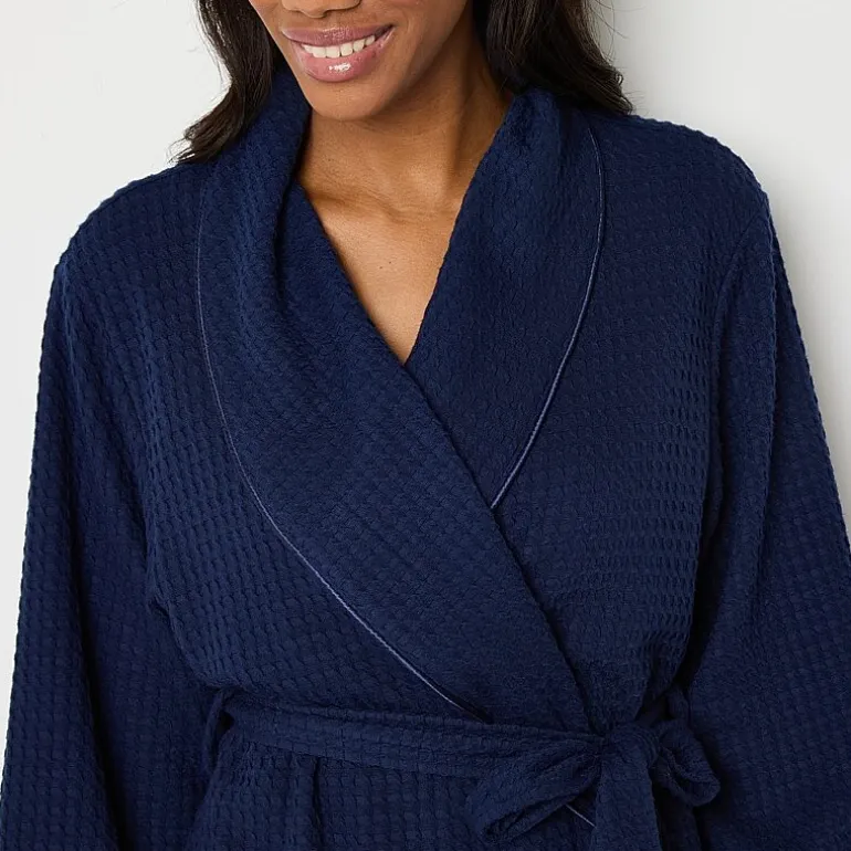 Liz Claiborne Womens Waffle 3/4 Sleeve Knee Length Robe