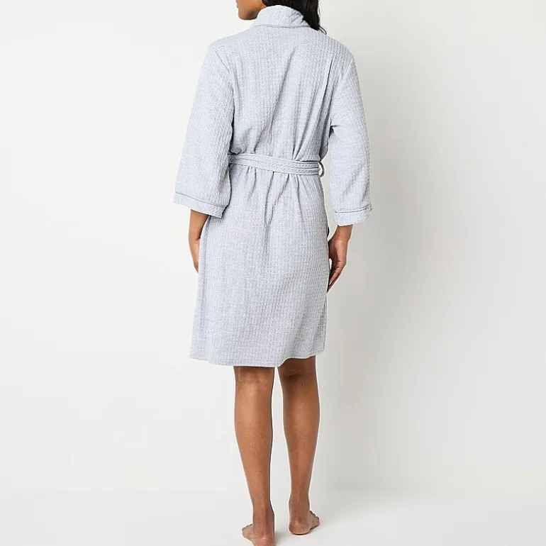 Liz Claiborne Womens Waffle 3/4 Sleeve Knee Length Robe