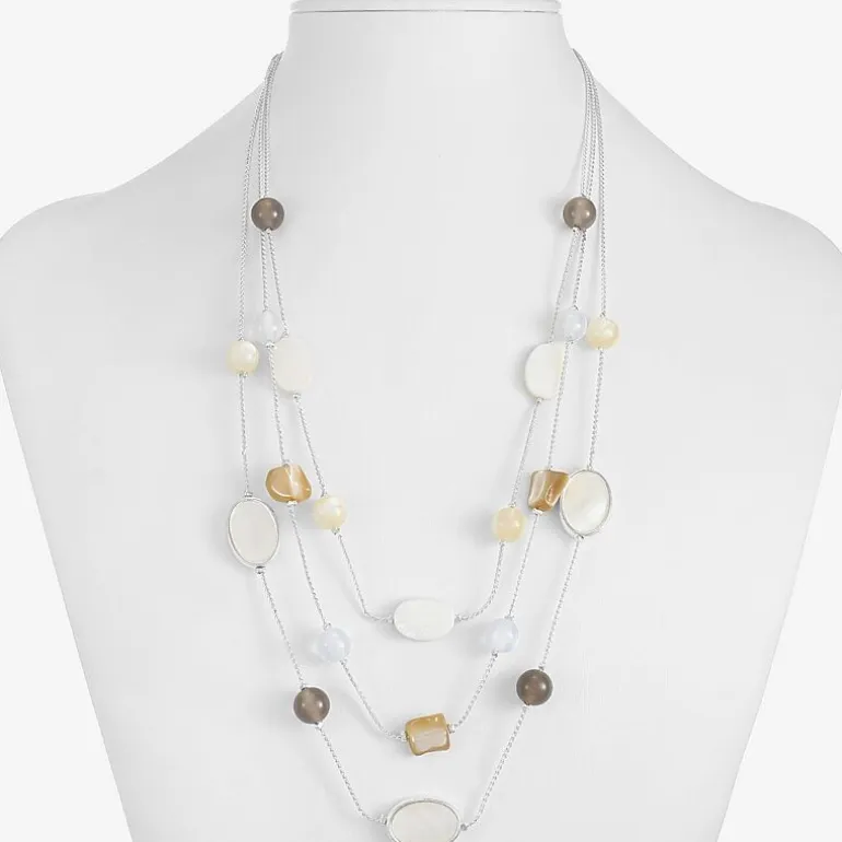 Liz Claiborne Womens White Mother Of Pearl 18 Inch Strand Necklace