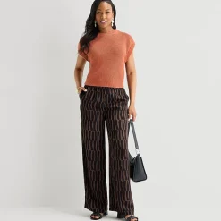Liz Claiborne Womens Wide Leg Mid Rise Pull-On Pant