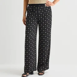Liz Claiborne Womens Wide Leg Mid Rise Pull-On Pant