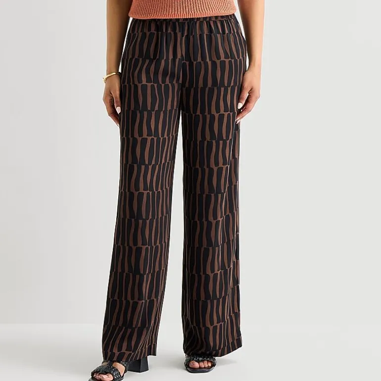 Liz Claiborne Womens Wide Leg Mid Rise Pull-On Pant