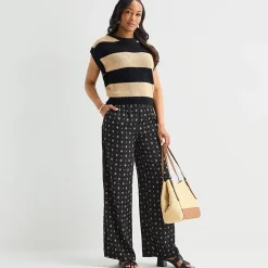 Liz Claiborne Womens Wide Leg Mid Rise Pull-On Pant