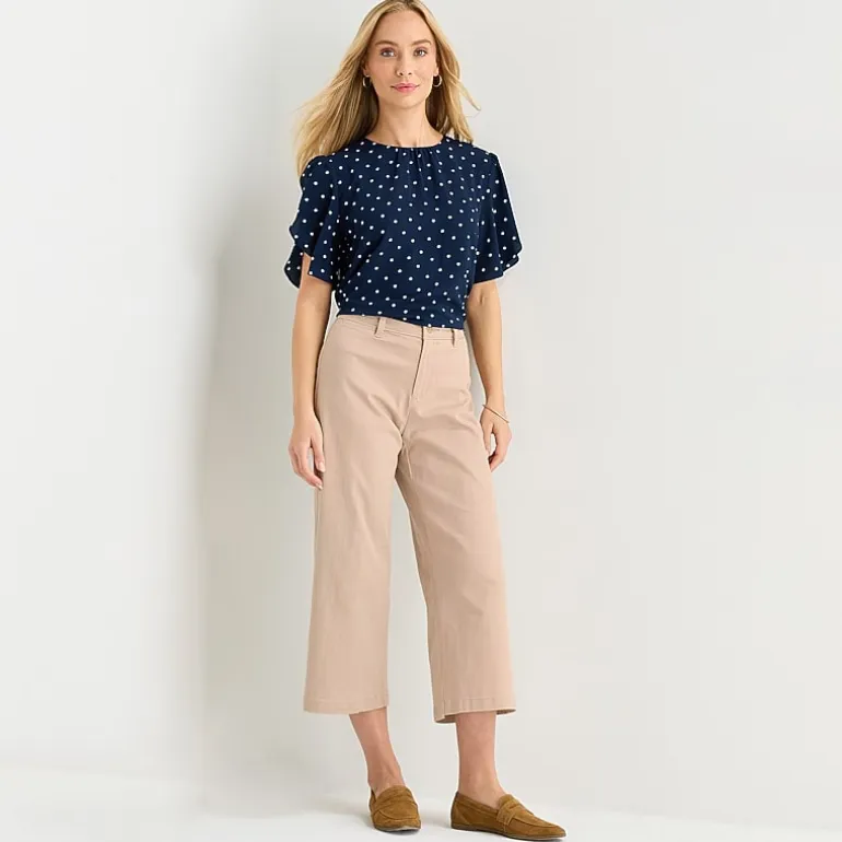 Liz Claiborne Womens Wide Leg Mid Rise Cropped Pant