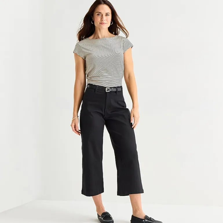 Liz Claiborne Womens Wide Leg Mid Rise Cropped Pant