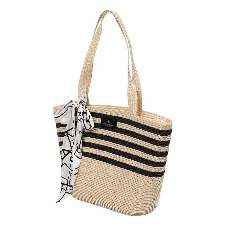 London Fog Straw Tote Bag