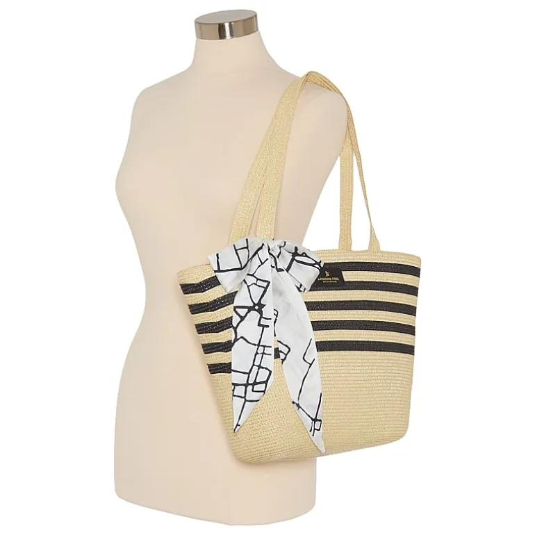 London Fog Straw Tote Bag