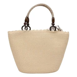 London Fog Straw With Wide Braided Tote Bag