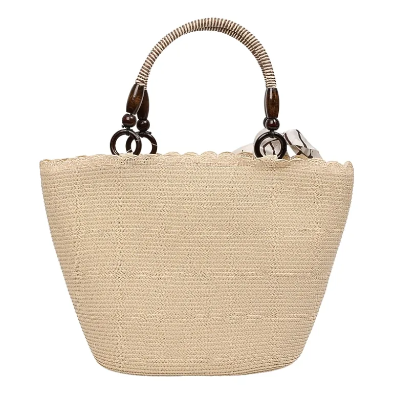 London Fog Straw With Wide Braided Tote Bag