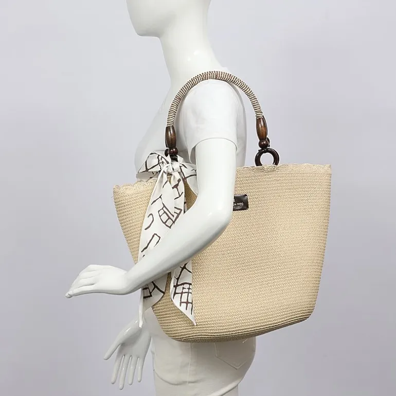 London Fog Straw With Wide Braided Tote Bag
