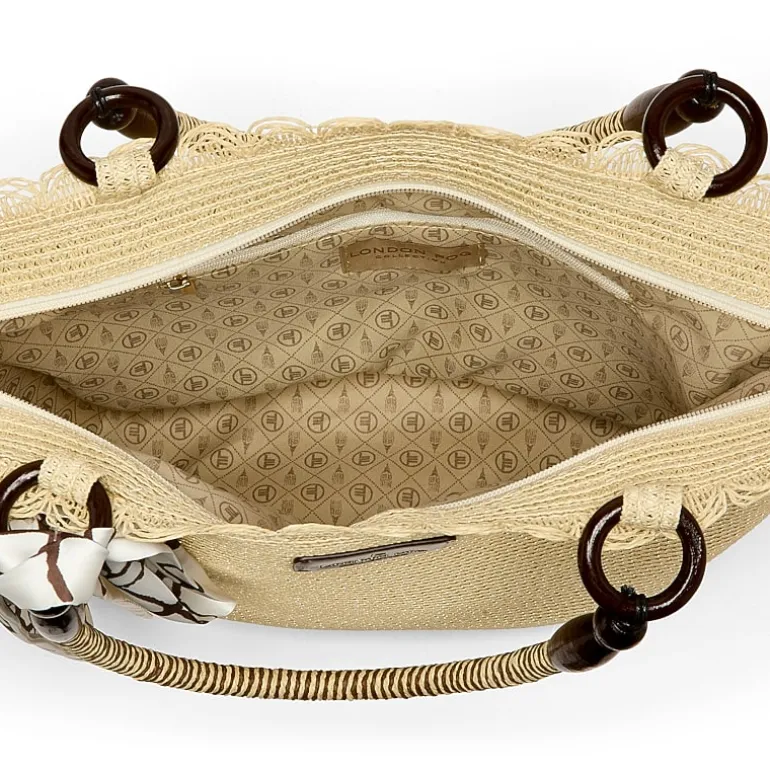 London Fog Straw With Wide Braided Tote Bag