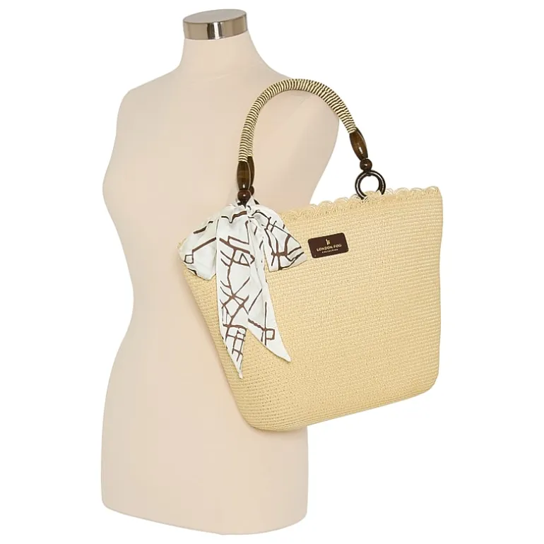 London Fog Straw With Wide Braided Tote Bag
