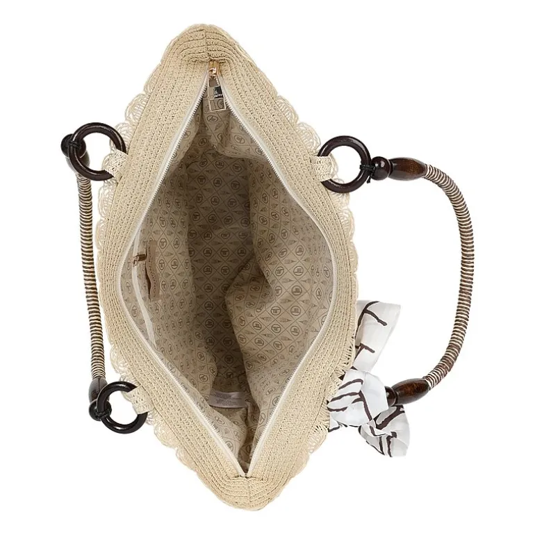London Fog Straw With Wide Braided Tote Bag