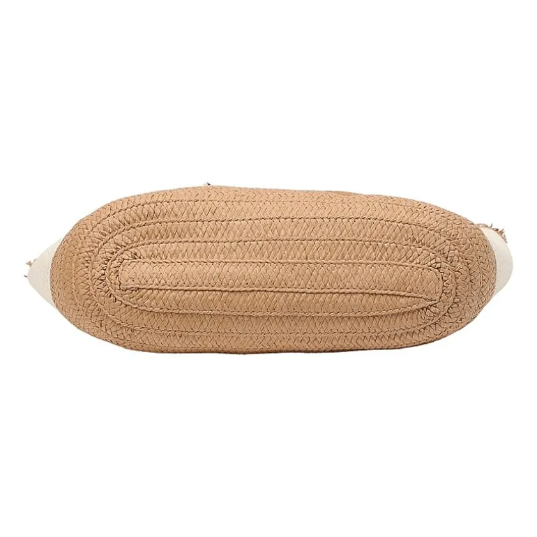 London Fog Top Ruffel Straw Tote Bag