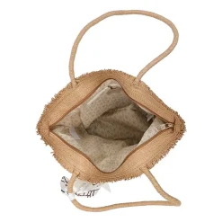 London Fog Top Ruffel Straw Tote Bag