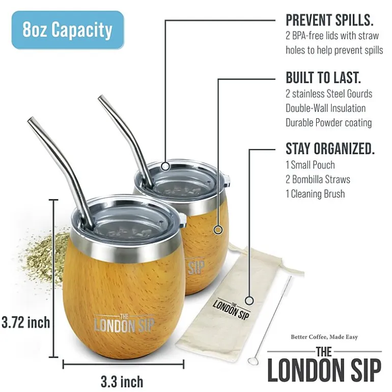 London Sip 8-oz. Yerba Mate Cup Set