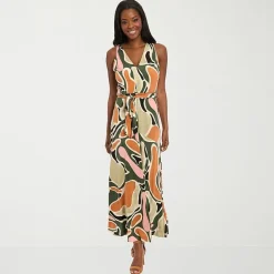 London Style Womens V Neck Sleeveless Maxi Dress