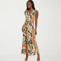 London Style Womens V Neck Sleeveless Maxi Dress