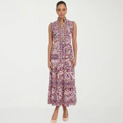 London Times Womens Mock Neck Sleeveless Maxi Dress
