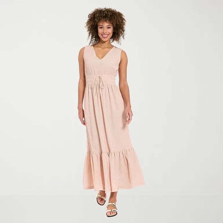 London Times Womens Petite V Neck Sleeveless Maxi Dress