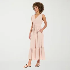 London Times Womens Petite V Neck Sleeveless Maxi Dress