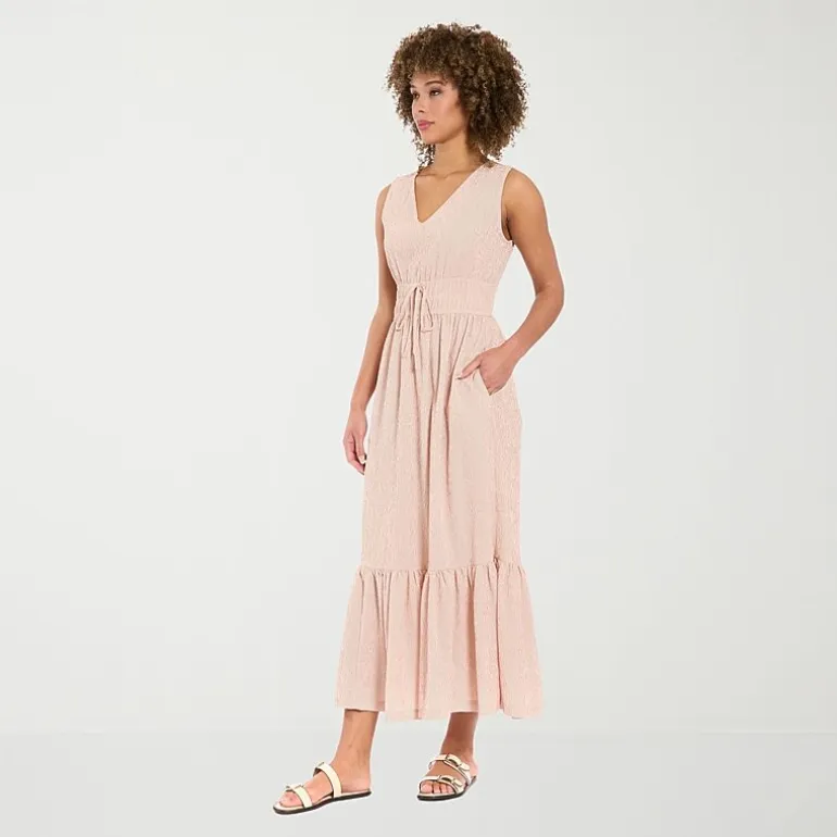 London Times Womens Petite V Neck Sleeveless Maxi Dress