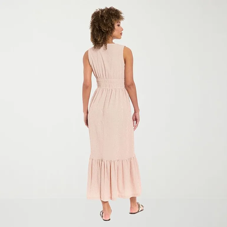 London Times Womens Petite V Neck Sleeveless Maxi Dress