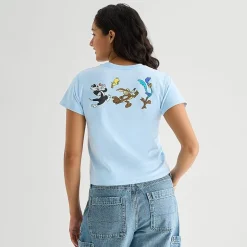Looney Toons Baby Tee Womens Juniors Crew Neck Short Sleeve Fitted Looney Tunes Graphic T-Shirt
