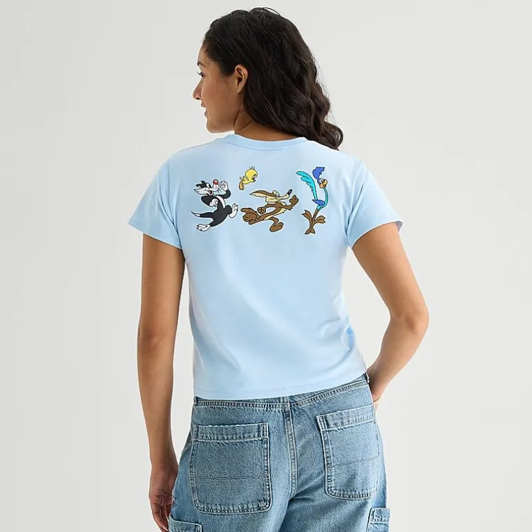 Looney Toons Baby Tee Womens Juniors Crew Neck Short Sleeve Fitted Looney Tunes Graphic T-Shirt
