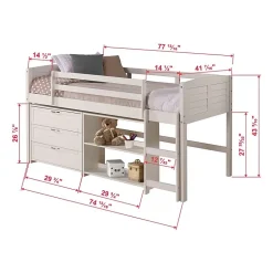 Louver Twin Modular Low Loft Bed - Group C