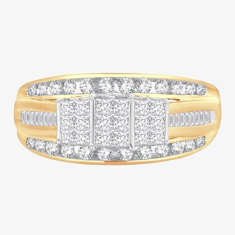 Love Lives Forever 1 CT.T.W. Natural Diamond Side Stone 3-Stone Engagement Ring in 10K or 14K Gold