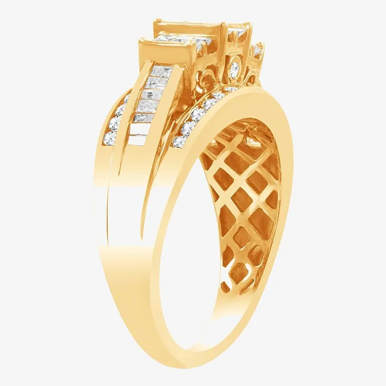 Love Lives Forever 1 CT.T.W. Natural Diamond Side Stone 3-Stone Engagement Ring in 10K or 14K Gold