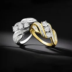 Love Lives Forever 1/2 CT.T.W. Round White Natural Diamond 10K Gold 3-Stone Ring