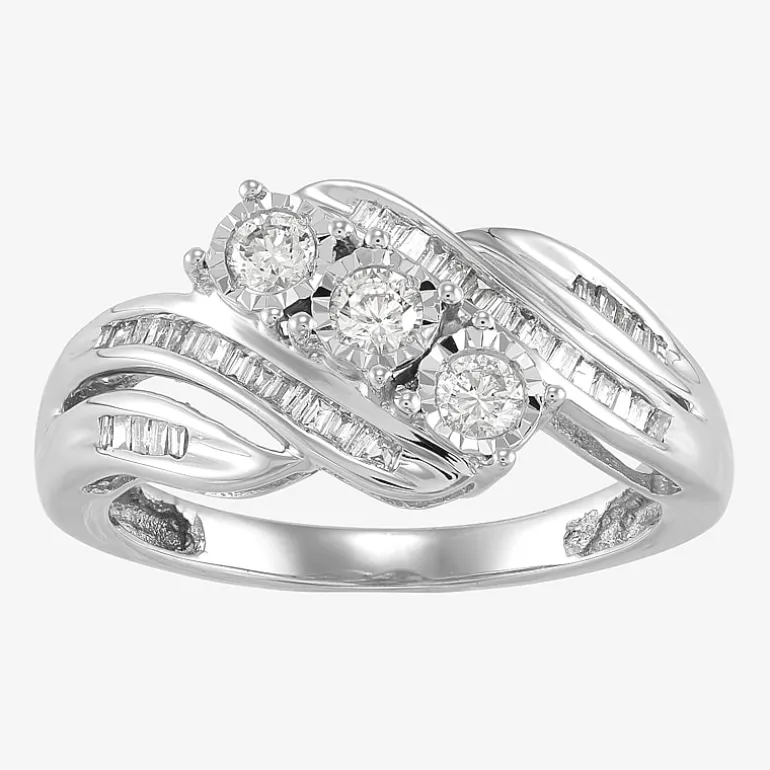 Love Lives Forever 1/2 CT.T.W. Round White Natural Diamond 10K Gold 3-Stone Ring