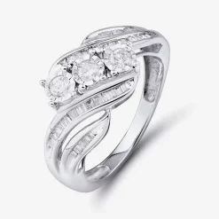 Love Lives Forever 1/2 CT.T.W. Round White Natural Diamond 10K Gold 3-Stone Ring